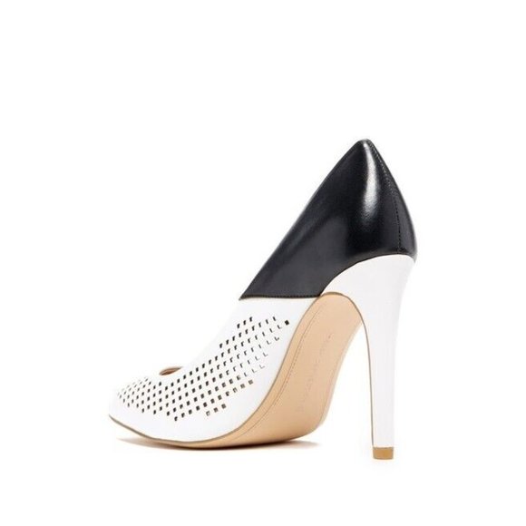 French Connection Maya Pumps Size 37.5 US 7.5 Perforated Leather Pointy Toe - Picture 12 of 12